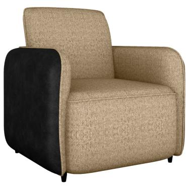 Imagem de Poltrona Decorativa Zuquire 76 cm Linho Vancouver Palha Corino Preto Milani Store