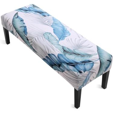 Imagem de YISUN Capas de banco de jantar impressas, capa de almofada de assento macia e elástica, lavável, capa removível para quarto, sala de estar, cozinha (folha de palmeira)