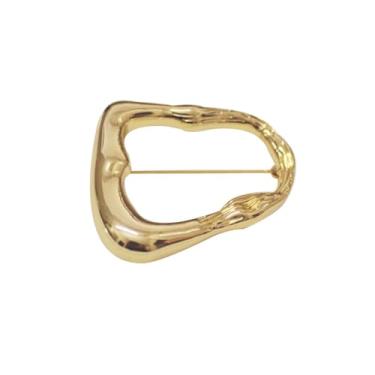 Imagem de Broche geométrico irregular oco broche de lapela dourado para mulheres homens moda estilo metal vestido terno broches cachecol xale clipe acessório minimalista senhoras casamento formatura namoro