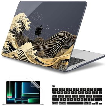 Imagem de May Chen Compatível com MacBook Pro 16 polegadas, versão 2020, 2019, A2141, com Touch Bar e Touch ID, capa rígida de plástico com capa para teclado + protetor de tela, Sea Wave P174