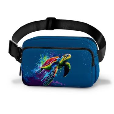 Imagem de Pochete feminina casual, bolsa de cinto, moderna, fácil de guardar, com alça ajustável, viagem, caminhada, corrida, caminhada, Azul escuro, Medium, Casual