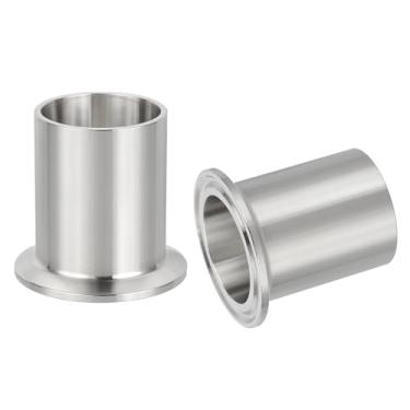 Imagem de PATIKIL Encaixe sanitário de aço inoxidável 304, 2 peças de encaixe de tubo de virola de solda longa 1 1/2" (38 mm) Conector OD de tubo 50,5 mm Flange de virola OD para processamento de alimentos de