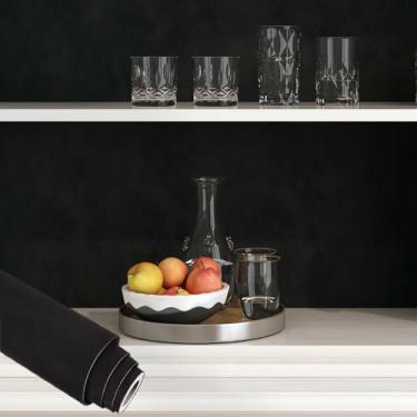 Imagem de Stickyart Papel de parede luxuoso de tecido de feltro preto descasque e cole papel de contato de veludo preto papel de parede de feltro removível autoadesivo de tecido de veludo macio para forro de