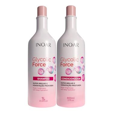 Imagem de Inoar, Glycolic Force Kit Shampoo e Condicionador para Hidratação Profunda, Brilho Intenso e Recuperação Capilar – 800ml