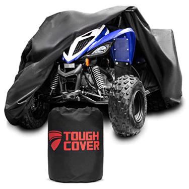 Imagem de Tough Cover Capa de quadriciclo premium, tecido de grau marítimo 600D resistente, capa quádrupla para Kawasaki, Honda, Polaris, Yamaha e mais. Proteção contra água, vento, UV. Acessórios de 4 rodas