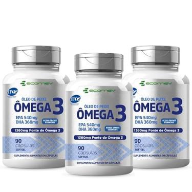Imagem de 3x Omega 3 Ultra - 1350Mg de EPA DHA (Selo IFOS) 270 Cápsulas - Ecomev