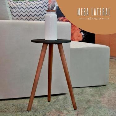 Imagem de Mesa De Canto Redonda Pe Palito Lateral Sofa - Kelan, Branco