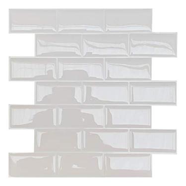 Imagem de Pastilha Adesiva Branca Tijolinho Resinada Kit 4 Placas