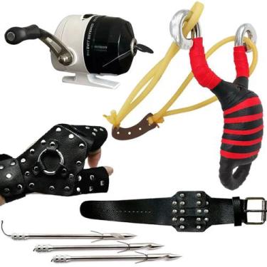 Imagem de Kit Pesca Atiradeira Estilingue Spincast Luva e Lança - CMIK
