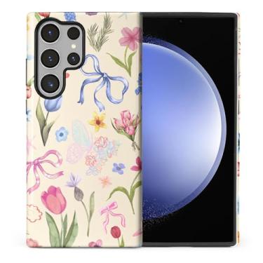 Imagem de ilikediy Capa para Samsung Galaxy S24 Ultra, HL2 Flor Estética Colagem Híbrida 2 Camadas Capa Rígida Silicone Design Padrão Capa Protetora