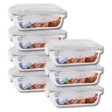 Imagem de Conjunto Potes Vidro Tampa Hermetico 1040ml Marmitas Fitness 7 UN - Pr