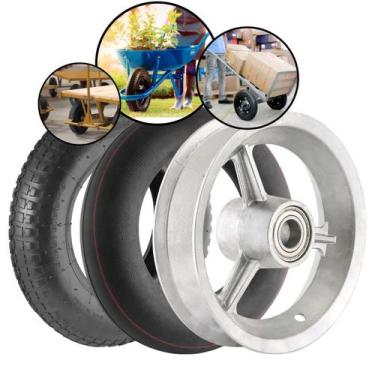 Imagem de Roda Aro De Alumínio Carrinho De Mão Caretinha Kit Completo Rolamentad