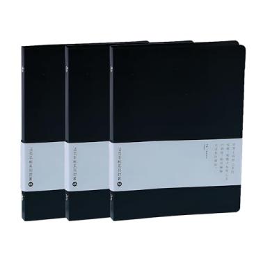 Imagem de A5 Capa de fichário PP com 6 anéis, recarregável, protetor de folha solta (3 peças preta)