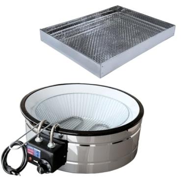 Imagem de Kit Fritadeira Elétrica Industrial Tacho Redondo Esmaltado 10 Litros com Escorredor G(220)