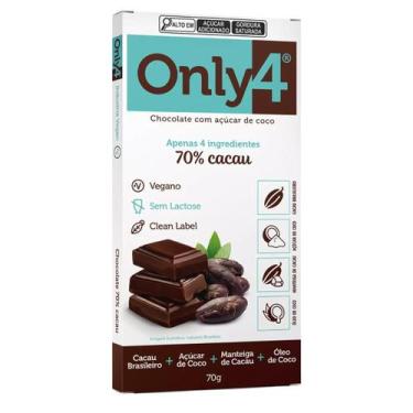 Imagem de Chocolate c/ acucar de coco 70%cacau 70g only4