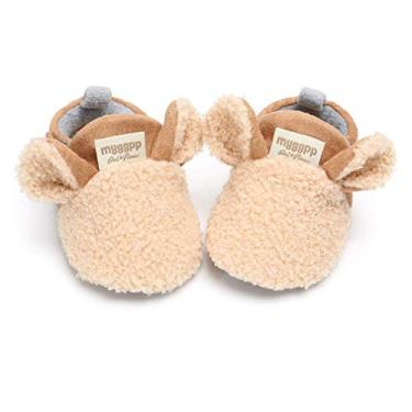 Imagem de Pantufas de pelúcia macias para meninos e meninas da CoKate, Botas de animais de pata de urso, sapatos infantis para berço e casa de inverno, 01#khaki, 6-12 Months Infant