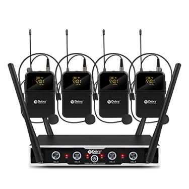 Imagem de D Debra Audio Pro DU4004 UHF Sistema de microfone sem fio de 4 canais com microfones de fone de ouvido Lavalier, ideal para reuniões de discurso na igreja (4 bodypack)