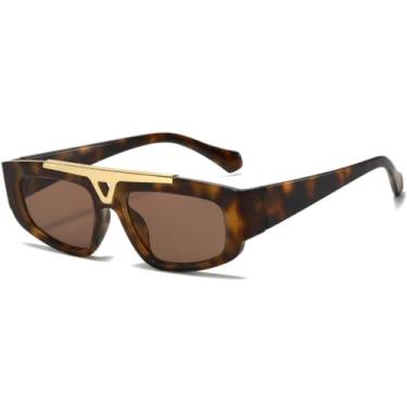 Imagem de Óculos de sol gatinho com armação pequena, óculos de sol femininos, ponte dupla, estreitos, degradê, óculos da moda, óculos de sol masculinos, óculos de sol da moda, UV400 (chá de leopardo)