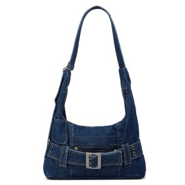 Imagem de Bolsa feminina jeans 2025 fashion ajustável de ombro bolsa tiracolo bolsa com zíper, Azul marinho