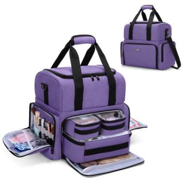 Imagem de Bolsa de maquiagem de viagem BAFASO de 2 camadas com 3 bolsas de nylon