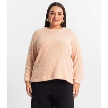 Imagem de Blusão Feminino Plus Size Secret Glam Rosa, Plus G1, Rosa