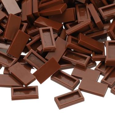 Imagem de PATIKIL 555 Pcs Flat Blocks Bulk, 1x2 Square Brown Classic Tiles Smooth Surface Mini Building Blocks Accessories Compatible Bricks Kits for Building Floor Walls Mosaic Pixel Arts
