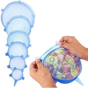 Imagem de Kit 6 Conjunto Tampa de Silicone Lavável Universal  Flexível - NOVO SE