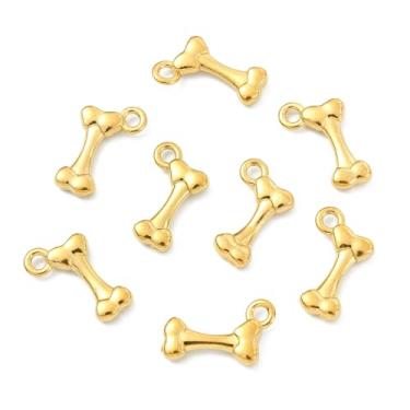 Imagem de UR URLIFEHALL 20 peças de pingentes de osso de cachorro de aço inoxidável banhado a ouro 18 K para pulseira, colar, artesanato, bijuteria faça você mesmo