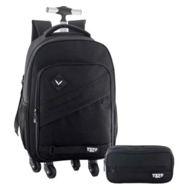 Imagem de Kit Mochila 20” Com 4 Rodas 360 Escolar Juvenil Masculino Combino Conforto E Praticidade (Preto)