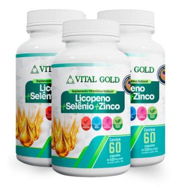 Imagem de LICOPENO + SELÊNIO + ZINCO - 500mg (60 Cápsulas) VITAL GOLD, 03 Unidad