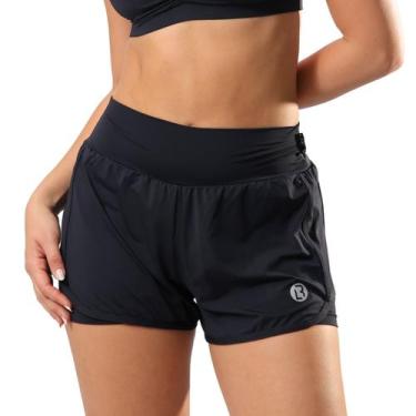 Imagem de Short Duplo Fitness Academia Feminino Beach Tennis LaBrun, Preto, G