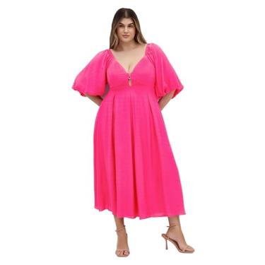 Imagem de City Chic Vestido feminino plus size - gola V Shae, Rosa choque, 50