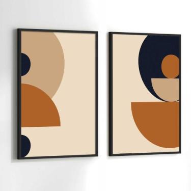 Imagem de Conjunto Quadros Decorativos com Moldura Geometrico Formas Kit 2 Quadr