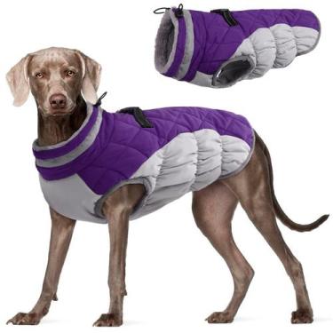 Imagem de Casaco para cães FUAMEY Winter Impermeável à Prova de Vento Roxo XL