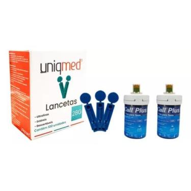 Imagem de 100 Tiras On Call Plus 2 e 100 Lancetas Uniqmed
