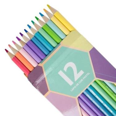 Imagem de Lápis de Cor 12 Cores Pastel Redondo -  Bee Unique
