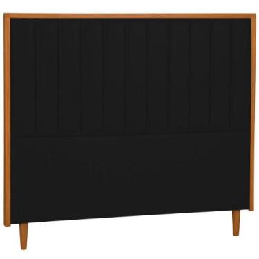 Imagem de Cabeceira Estofada Queen Imperial Couro Preto 160 cm - TNA Decor