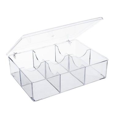 Imagem de Caixa Acrílica Organizadora Sachês de Chá/Açúcar 6 Divisórias Domama