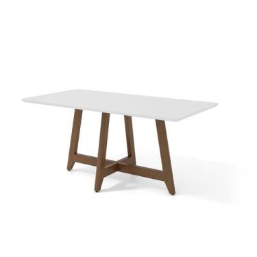 Imagem de Mesa de Jantar Imperial 1,80x0,90 - Casa Régia, Nogueira/branco Fosco