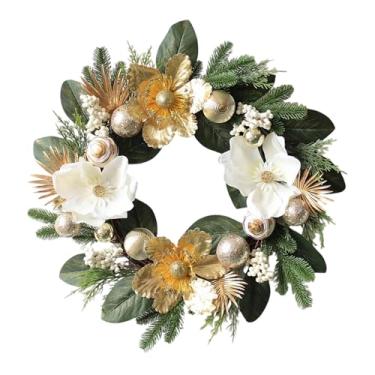 Imagem de IEUDNS Guirlanda de Natal para porta da frente Guirlanda artificial com bolas Enfeite de Natal Decoração de parede para casa Interior Exterior Casa de, Style a