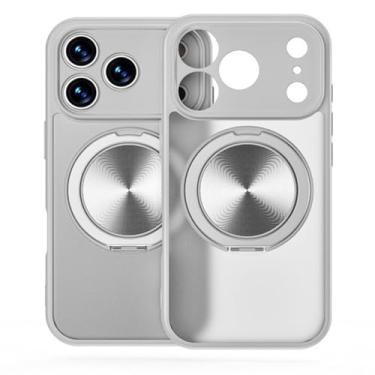 Imagem de LTLMYDAM Capa fina para iPhone 17 Pro Max/17 Pro/17 Air/17, capa de celular transparente com sucção magnética com suporte de anel capa antiamarelamento, prata, 17 Pro Max