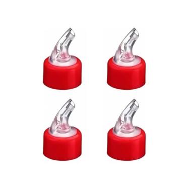 Imagem de Conjunto de 4 Bicos Dosadores para Azeite e Vinagre, 30mm, Compatível com Garrafas Borges, Hemmer, La Violetera,Vermelho
