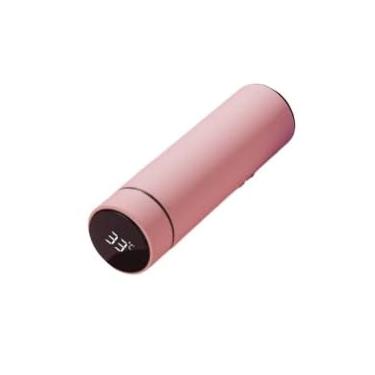 Imagem de Garrafa Térmica Em Aço Inox Com Termômetro Digital 500ml Led Moda (Rosa)