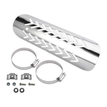 Imagem de FJMQHU Capa protetora térmica para cano de escapamento de motocicleta genérica para áreas externas, Prata