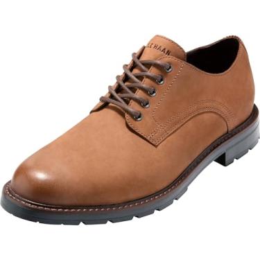 Imagem de Cole Haan Sapato Oxford masculino Chamberlin Grand Plain Toe, Nobuck caramelo britânico/preto resistente à água, 43