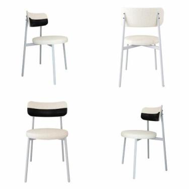 Imagem de Conjunto 4 Cadeiras de Jantar Kyta Tecido Mesclado Est.Branca - Metali