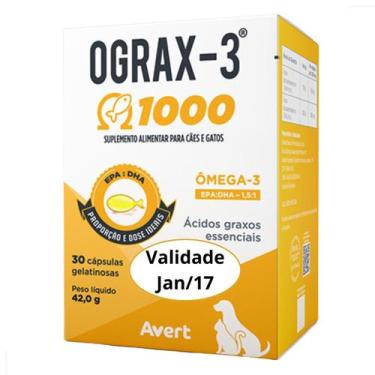 Imagem de Ograx 3 1000mg 30 Cápsulas Avert Suplemento Omega 3 Para Cães e Gatos