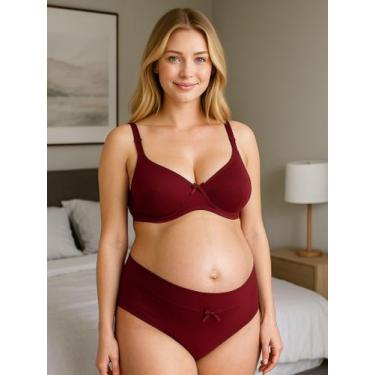 Imagem de Conjunto de Pós Parto Sutiã com Clique de Amamentação e Calcinha Cós A