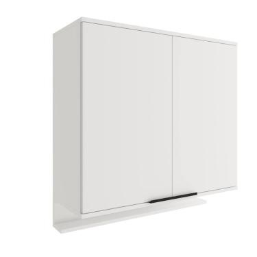 Imagem de Armário Aéreo de Cozinha Miami 800mm 2 Portas c Porta Temperos Carraro Branco