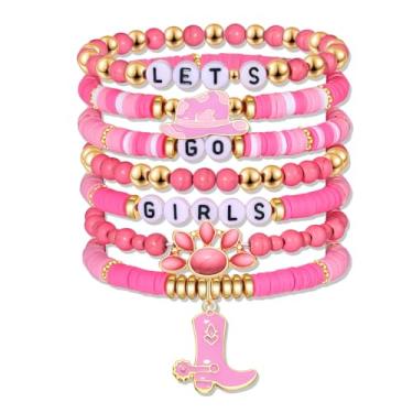 Imagem de CEALXHENY Heishi Pulseiras femininas elásticas com contas de argila empilháveis conjunto de pulseiras da amizade acessórios de praia de verão roupas joias presentes, Large, Sem Pedra Preciosa